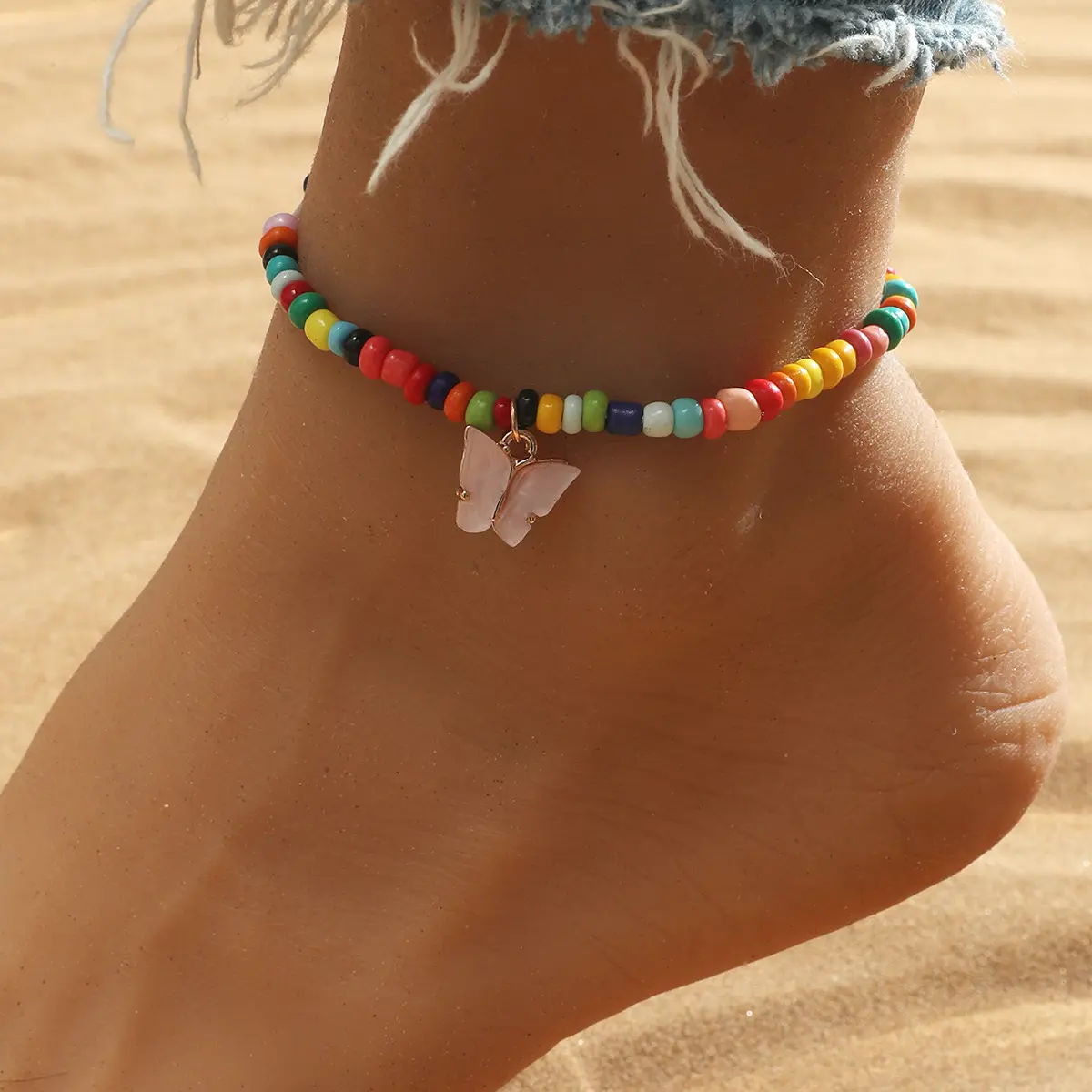 Perlen Füße Kette Sommer Miss You Armband Rock Fine Jewelry Fußkettchen Polynesian Butterfly Rice Ball Schuhe Personal isierte Strand
