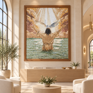 Nuovo Mosaico Murale a Tema Purificazione della Vita e Battesimo di Gesù per Centri Benessere, Sale di Meditazione, Decorazione con Foglia d'Oro - Product Image 2