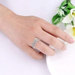 Gioiello di fidanzamento per matrimonio X anelli a fascia incrociata 925 anello in zirconio cubico con nodo celtico infinito in argento Sterling - Product Image 5