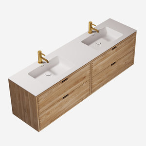 <span class=keywords><strong>Guanda</strong></span> Professionelle Fabrikproduktion Natürlicher Eichen Moderner Europäischer Wandmontierter Badezimmer-Waschtischunterschrank mit Doppelwaschbecken Umweltfreundlich - Product Image 3