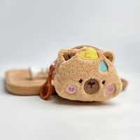 Porte-clés en peluche Capybara mignon et créatif avec fermeture éclair en plastique, petit sac à monnaie, étui pour écouteurs et rouge à lèvres, idéal pour les cadeaux