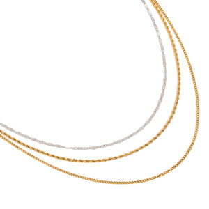 สร้อยคอแบบซ้อน 3 ชั้น ทอง 18K สแตนเลส ดีไซน์เรขาคณิต แฟชั่นจิวเวลรี่ - Product Image 5