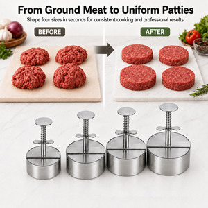 Paslanmaz Çelik Yapışmaz Bulaşık Makinesinde Yıkanabilir Hamburger Köftesi Yapıcı Pres Pirinç Topu Et Dolum Kalıbı Ev Mutfak Aracı - Product Image 4