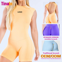Body de Una Pieza OEM de Fábrica para Mujer, Sin Espalda, Esculpido, Manga Corta, Alta Compresión, Elástico en 4 Direcciones, Invisible, con Efecto Scrunch