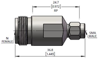 Adaptador ZCOM N(F)-SMA(M) de N Hembra a SMA Macho, Bajo VSWR, Baja Pérdida de Inserción, Conector Coaxial RF de CC-18GHz para Señales de Microondas