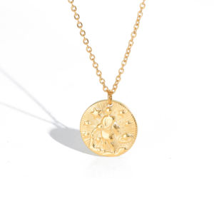 ของขวัญวันเกิด 18K Gold Platedเงินสเตอร์ลิงราศีเหรียญสร้อยคอ 925 เงินLibraเลโอVirgo Luckyเหรียญสร้อยคอจี้ - Product Image 5