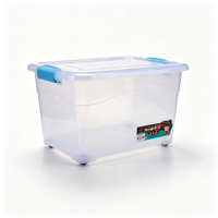 Vente flash - Boîte de rangement en plastique transparente de 70 L, bac de rangement rectangulaire pour la maison, le bureau, vente en gros