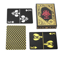 Jeu de cartes de poker en plastique durable et imperméable, plaqué or 24 carats, avec feuille d'or, coffret cadeau