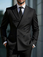 Blazer Homme Croisé à Double Boutonnage avec Bretelles Personnalisables, Veste de Costume Formelle à Revers Pointus Unique pour Mariage et Soirée d'Affaires