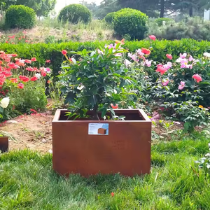 Grand pot de fleurs moderne en acier corten - Product Image 5