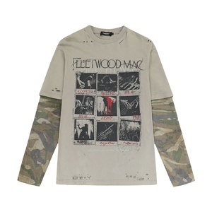 Camiseta de <span class=keywords><strong>Manga</strong></span> <span class=keywords><strong>Larga</strong></span> para <span class=keywords><strong>Hombre</strong></span>, Primavera-Verano, Estilo Retro Rock, Marca de Moda, Diseño de Dos Piezas con Graffiti y Camuflaje - Product Image 3