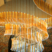 Lustre personnalisé pour hall d'hôtel, villa, lustre en verre en spirale dégradé, lustre en or, lustre pour restaurant, salle de banquet