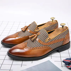 Nouvelles Chaussures Oxford en Cuir Imperméables Artisanales de Luxe Décontractées Britanniques pour Hommes, Modèle Evergreen à Enfiler, Idéales pour Mariage et Bureau - Product Image 4