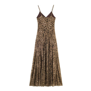 Robe longue vintage sans manches imprimée léopard en maille pour femme PB&ZA – Nouvelle collection été 2025 - Product Image 2