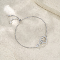 Bracelet chaîne cœur en moissanite certifiée VVS1 couleur D, ajustable, en argent 925, bijoux pour femmes pour la Saint-Valentin