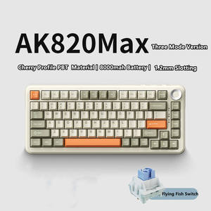 คีย์บอร์ดกลไก Ak820 Plus (flying Fish Switch) - สีเทา/เบจ/ส้มจากโรงงาน, รองรับสามโหมด (แบบมีสาย/บลูทูธ/2.4g) - Product Image 2