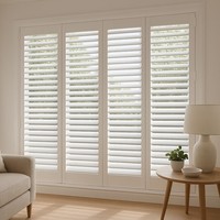 Persianas de Madera Maciza con Revestimiento Mate Blanco Crema Minimalista y Filtro de Luz Suave Prima para Ventanas de Guillotina
