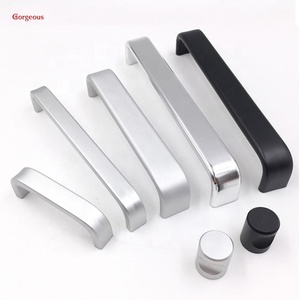 Poignée de tiroir Boutons argentés Noir Aluminium bon marché Carton de Chine Moderne Poignée de cuisine Poignée et bouton de meuble Accepté OEM - Product Image 1