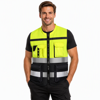 Gilet de sécurité sur mesure fabriqué en usine, vêtements de travail haute visibilité avec poches et fermeture éclair, gilets réfléchissants