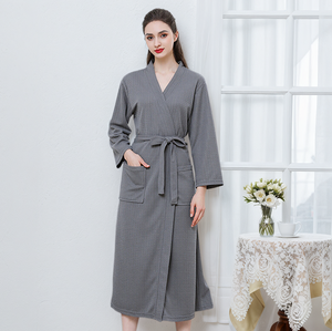 Sunhome Women Lightweight Unisex Waffle Bathrobe Thin Sweat Absorbent Kimono Collar Spa Shawl Soft Hotel Waffle Bathrobe