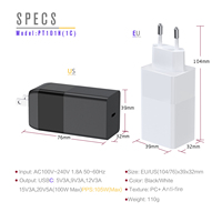 Adaptateur pour ordinateur portable PD100W en nitrure de gallium, chargeur intelligent numérique PD haute puissance Type C avec protection OTP et OVP, stockage d'énergie