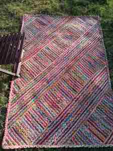 Tapis en coton imprimé extérieur lavable coton Dhurrie tapis décoration de la maison coton bloc impression tapis tapis grand travail de broderie - Product Image 5