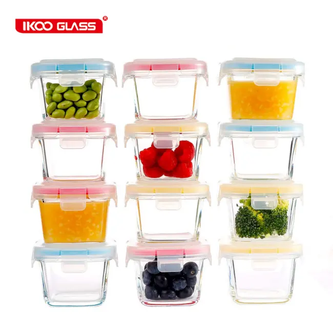 Glass Storage Containers With Lids Glass Baby Food Storage Containers 5.4oz 12-Pack Small Containers With Airtight BPA Free Plastic Lids