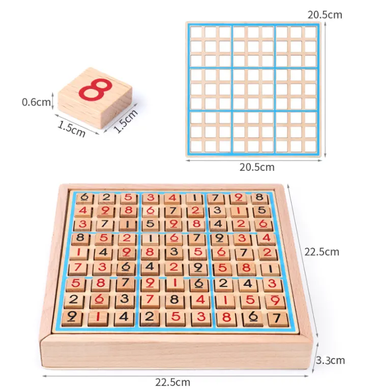 나무 스도쿠 보드 게임 몬테소리 장난감 수학 학습 보드 퍼즐 보드 장난감 수학 사고 게임 서랍 나무 장난감