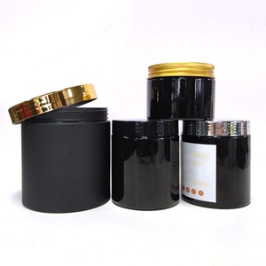 Pot en plastique noir avec couvercles noirs pour soins de la peau, poudre libre, crème cosmétique, gel capillaire, aliments – 100ml, 120ml, 150ml, 200ml, 250ml - Product Image 6