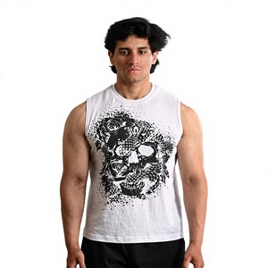 เสื้อกล้ามผู้ชายสไตล์สตรีทแวร์คุณภาพสูง ทรงโอเวอร์ไซส์ ผ้าฝ้าย 100% พิมพ์ลายกราฟิก แขนสั้นลำลอง ระบายอากาศได้ดี คอกลม - Product Image 1