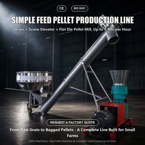 Ligne complète de production de granulés d'aliments pour animaux 500kg 1000kg par heure Mélangeur Élévateur Granulateur Traitement des aliments pour petites exploitations agricoles - Product Image 1