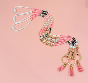 Cordón para profesores con cuentas de semillas y cierre de seguridad, ajustable, para el regreso a clases, personalizable con cuentas de letras - Product Image 1