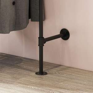 Appendiabiti Industriale in Tubo Metallico da Parete, Espositore Vintage per Abbigliamento con <span class=keywords><strong>Asta</strong></span> Appendiabiti per Armadio Nero - Product Image 3