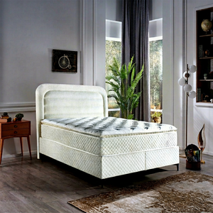 Lit Queen Moderne Rembourré avec Sommier Tissu Design Doux - Product Image 1