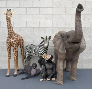 Destek Oem fil yaşam boyutu fiberglas şekil/10ft safari fil heykeli sahne/safari fil heykeli zürafa heykeli