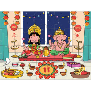 5 jours de Diwali Kid Jigsaw Puzzle <span class=keywords><strong>Jeu</strong></span> Ensemble de 5 Diwali Enfants Cadeau Jeux <span class=keywords><strong>Sur</strong></span> La Culture Indienne Diwali Puzzle En Bois Ensembles - Product Image 4