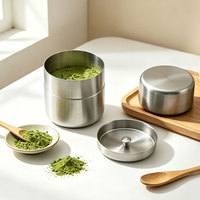 Boîte de conservation hermétique en acier inoxydable avec double couvercle pour thé en vrac, poudre de matcha, grains de café et épices sèches