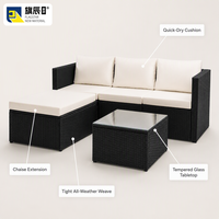 Ensemble de canapé modulaire en forme de L avec ottoman et table basse, meubles de patio d'extérieur