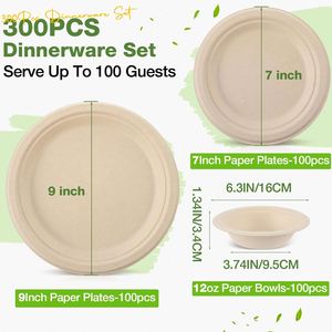 Custom Printed Disposable Sugarcane Bagasse Pulp Kraft Paper Rectangle Snack <b>Sheet</b> Bowls Food Packaging Salad Soup Bowl - Product Image 2