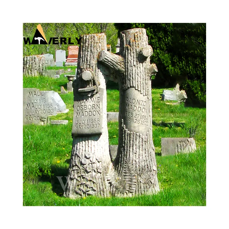 Custom Modern Gravestone Monuments Black Granite Marble Tree Shape Sculpture Headstone New design