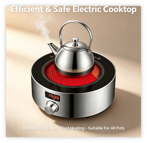<span class=keywords><strong>Cocina</strong></span> Infrarroja Redonda AMOR Mini, Control por Perilla, 1200W Reales, Acero Inoxidable, Portátil, con Temporizador y Pantalla Digital - Product Image 3