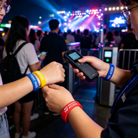 Bracelet intelligent en silicone RFID personnalisé avec encapsulation en PVC pour le contrôle d'accès aux parcs aquatiques et les applications événementielles