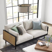 Moderne minimalist ische Wohnzimmer möbel Sofa garnitur Massivholz rahmen Leinen gepolsterte Couch im nordischen Stil