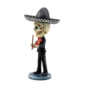 Estatua de Resina Pintada a Mano del Día de los Muertos, Decoración Mexicana, Esqueleto Bobblehead Tocando la Guitarra, Figura Personalizada - Product Image 2