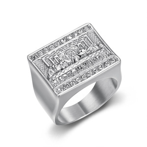 Zircon cubique diamants <span class=keywords><strong>treize</strong></span> apôtres Juda bijoux de mode à la mode anneaux plaqué or acier inoxydable non terni pour hommes - Product Image 4
