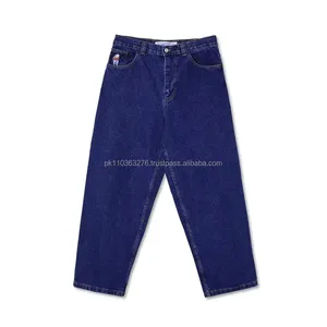 2024 תלבושת גברים מותאמת אישית בגזרה רחבה מכנסיים ג'ינס כחול כהה מעצב מהדורה חדשה התאמה מקורית ג'ינס ג'ינס רחב ג'ינס ג'ינס אמיתי