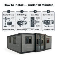 Maison conteneur extensible en kit, maison préfabriquée moderne de luxe, maison mobile modulaire, mini-maison avec système électrique certifié SAA CE
