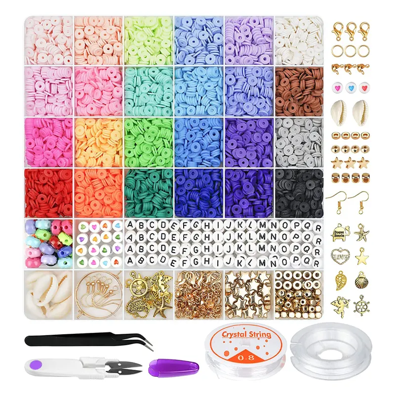 24 108 120 colors Jewelry Bracelets Necklace clay bead set DIY friendship custom making kit DIY clay bead bracelet for girls
