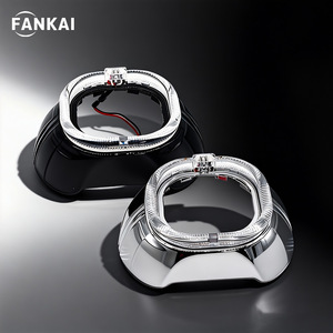 Couverture de lentille LED carrée en forme de U FANKAI 3,0 pouces avec œil d'ange pour phare de voiture, lampe décorative, matériau PC IP65 - Product Image 1