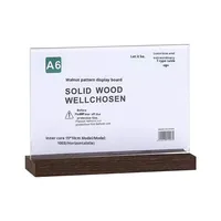 Support de menu de conférence en acrylique avec base en bois de noyer OEM, plaque nominative, promotion commerciale, affichage publicitaire